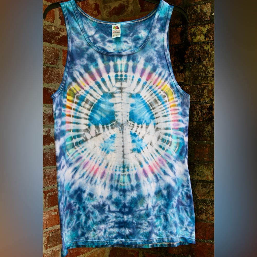 Tie Dye Tank Top Peace Sign FOTL HD Tank size M hand dyed NWT